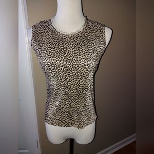 Vintage Plisse Leopard Animal print top S